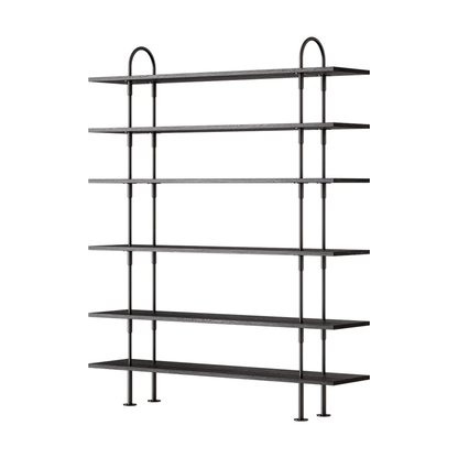 Keen Hillukerfi frá Gubi – 160 cm - 6 shelves / Black-brown stained ash / Black brass