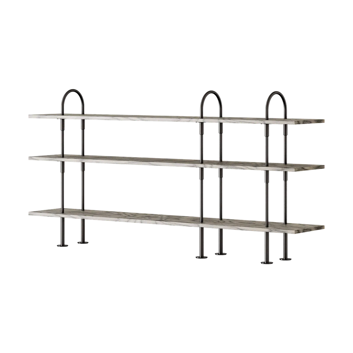 Keen Hillukerfi frá Gubi – 208 cm - 3 shelves / ALPI Sottsass Grey / Black brass