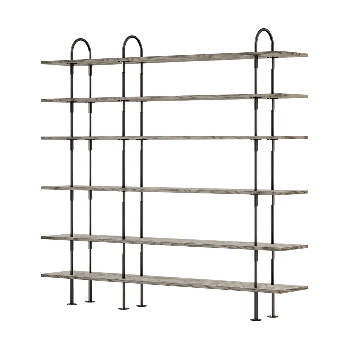 Keen Hillukerfi frá Gubi – 208 cm - 6 shelves / ALPI Sottsass Grey / Black brass