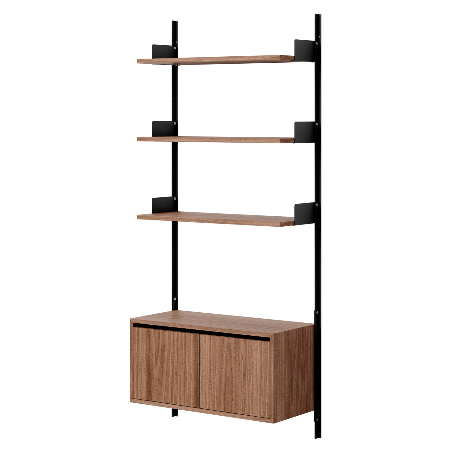 New Works Wall Shelf 1900 Cabinet Low w. Doors - Walnut / Black