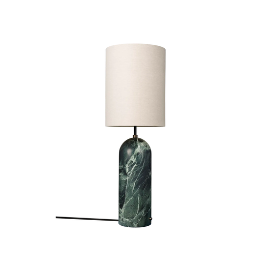 Gravity Gólflampi XL frá Gubi – Emerald marble / High / Canvas