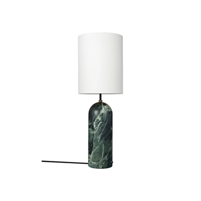 Gravity Gólflampi XL frá Gubi – Emerald marble / High / White
