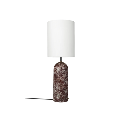 Gravity Gólflampi XL frá Gubi – Maroon marble / High / White