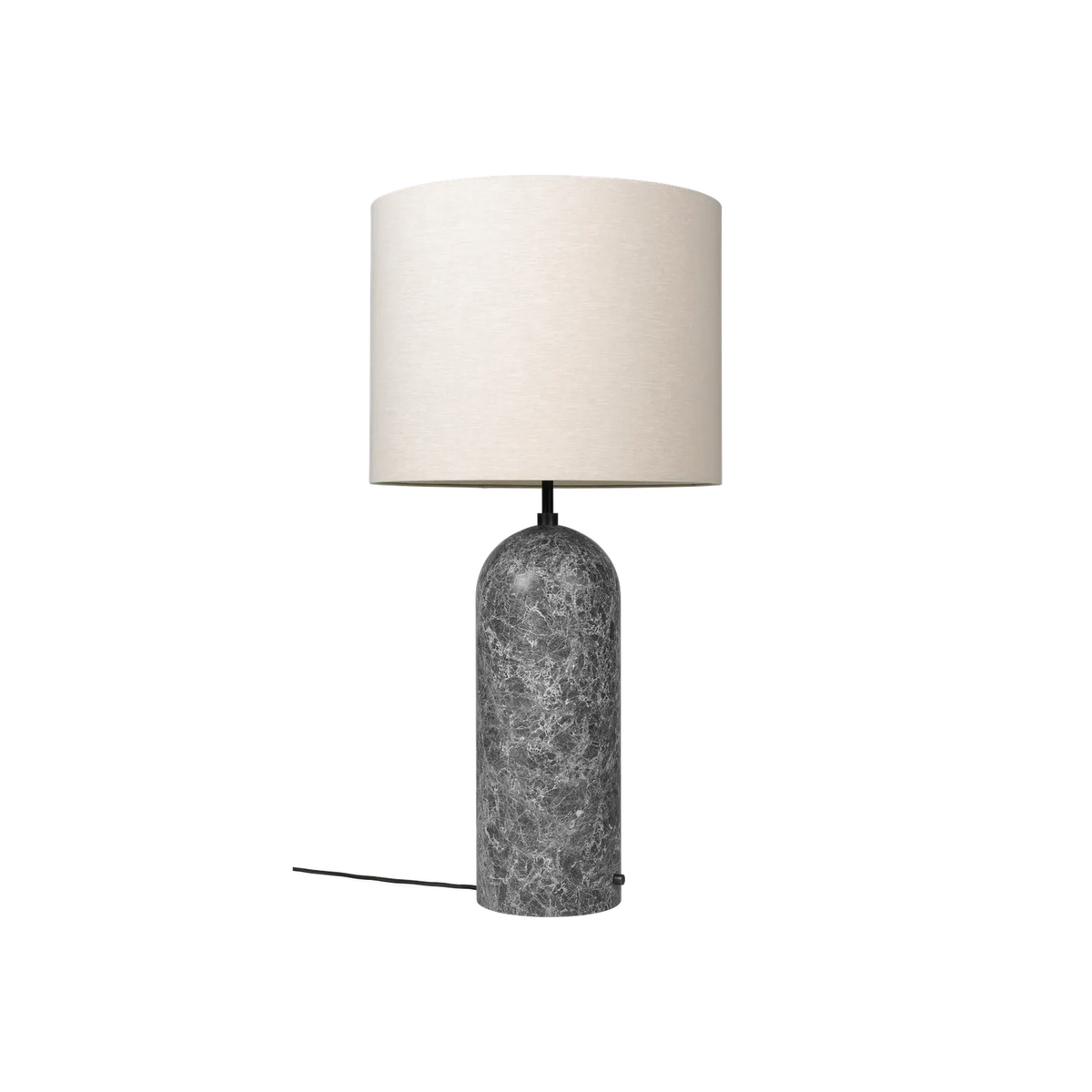 Gravity Gólflampi XL frá Gubi – Grey marble / Low / Canvas
