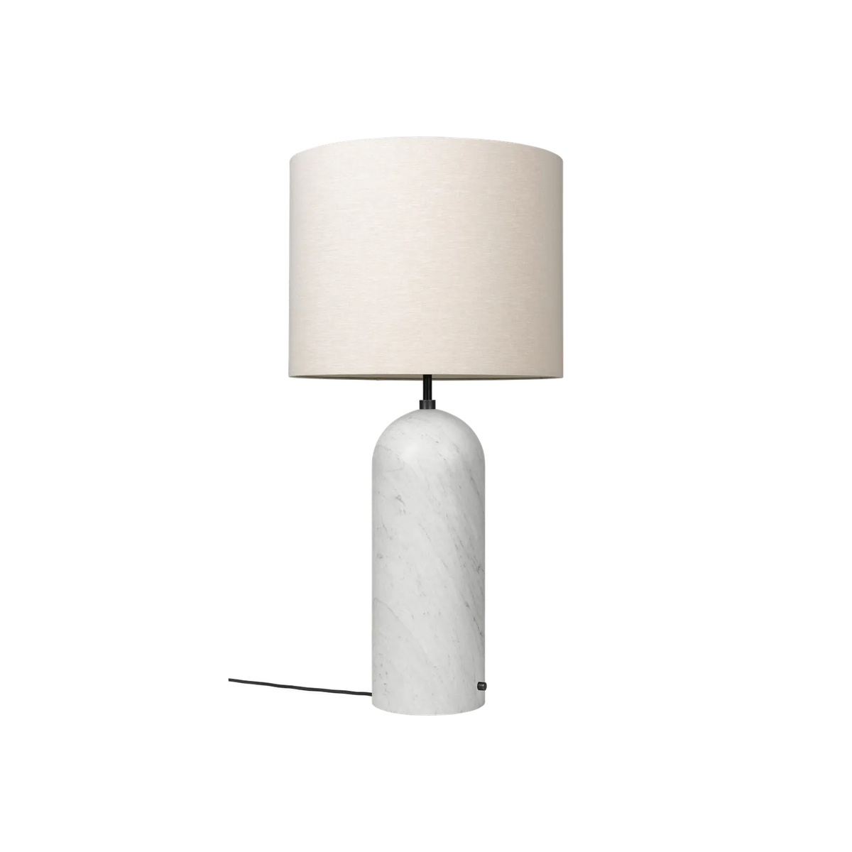 Gravity Gólflampi XL frá Gubi – White marble / Low / Canvas