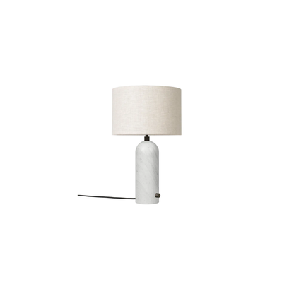 Gravity Borðlampi frá Gubi – White marble / Small / Canvas